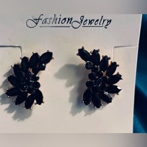 Elegant Black Floral Earrings